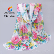 Fashion Women Chiffon Scarf Big Flower Print Long Shawl Wrap Pashmina